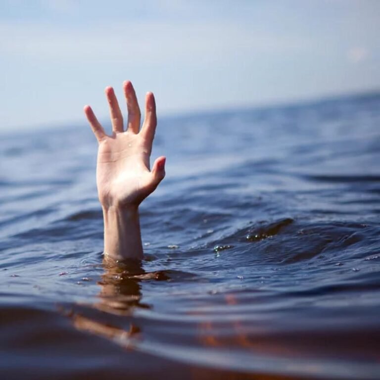 man drowning hand